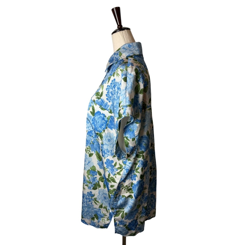 Show Me Your Mumu Best Day Button Up Women Medium Blue Floral Satin Boho Cottage - Picture 5 of 8